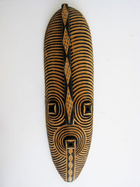 MASK, Large - Tribal Wooden w Black Detail